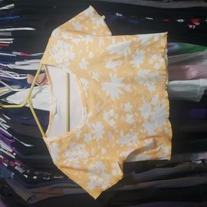 Romwe Large 8/10 Yellow Floral Crop Top